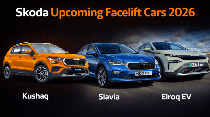 Skoda upcoming facelift-cars 2026 - Skoda Kushak, Slavia and Elroq EV