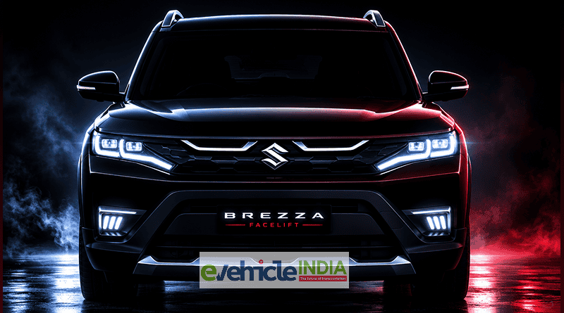 Maruti Brezza फेसलिफ्ट जुलाई 2026 में Turbo इंजन के साथ आएगी, मिलेंगे कई बड़े अपडेट 1 Front view concept image of the 2026 Maruti Suzuki Brezza Facelift featuring a redesigned LED headlamps, new front grille, sporty bumper and futuristic SUV styling.