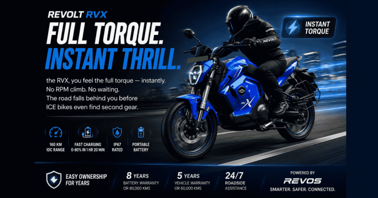 Revolt RVX India में हुई लॉन्च – अब Fast Charging, Portable Battery, 160 Km IDC Range और 8 साल तक Battery Warranty के साथ