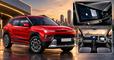 Hyundai Bayon SUV का एक्सटीरियर और इंटीरियर इंफोटेनमेंट डिस्प्ले