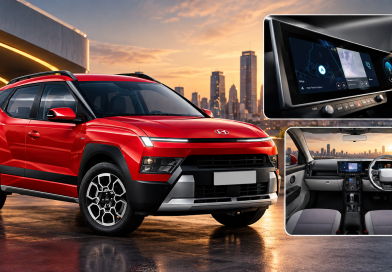 Hyundai Bayon SUV का एक्सटीरियर और इंटीरियर इंफोटेनमेंट डिस्प्ले